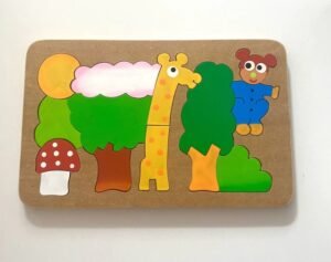 Rompecabezas en 2 Capas - Selva fondo madera - Imagen 2